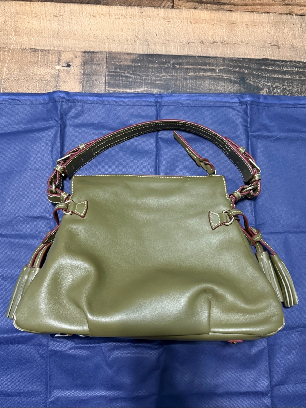 Dooney & Bourke Tassel Shoulder Bag - Olive Green - Picture 2 of 11